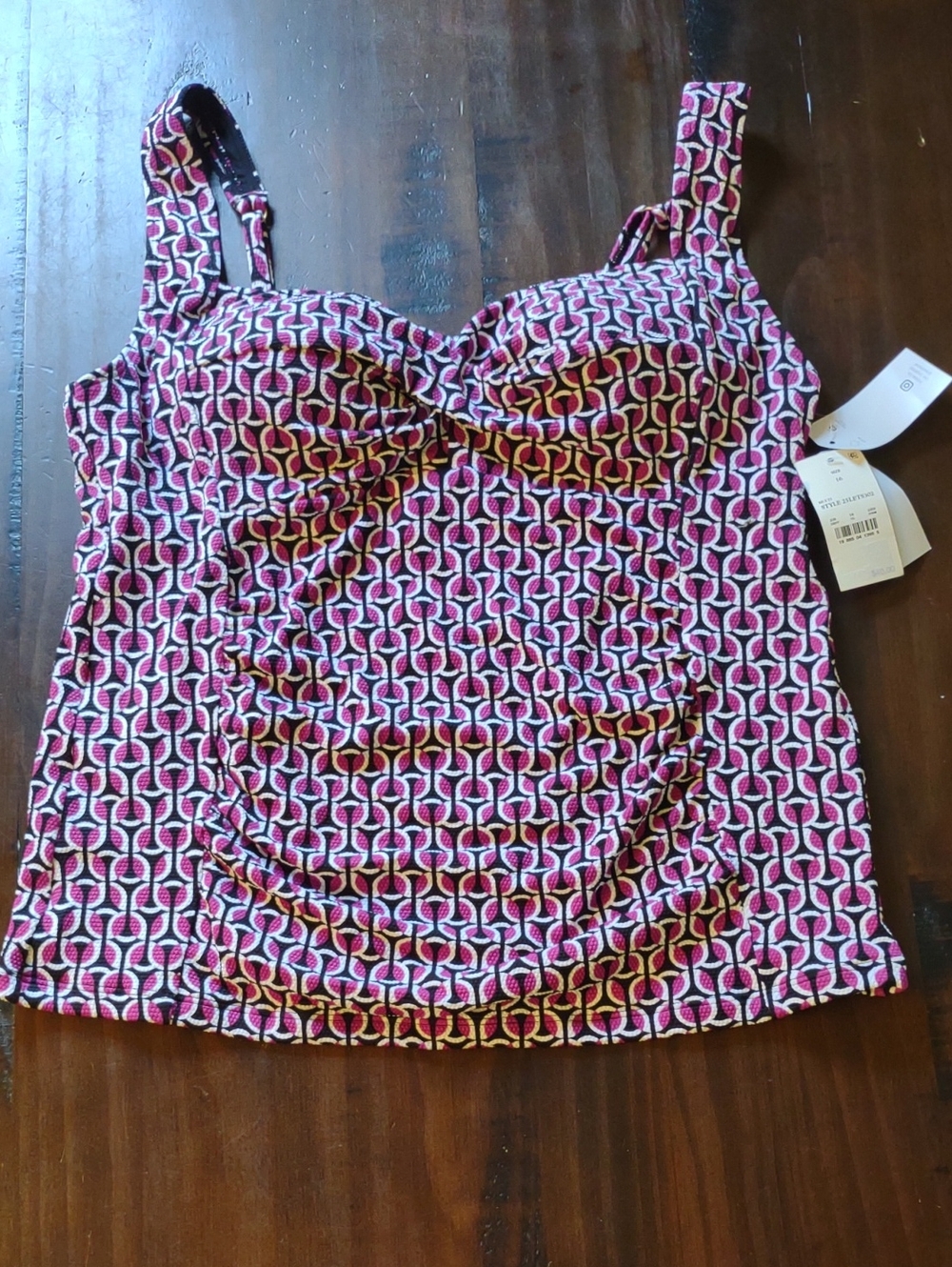 Women’s Pink Geometric Swim Top
